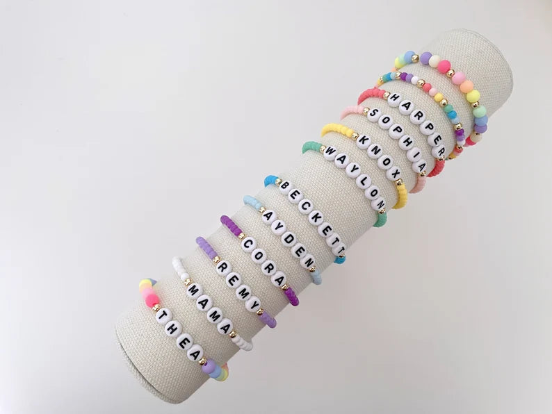 Rainbow Beaded Name Bracelet