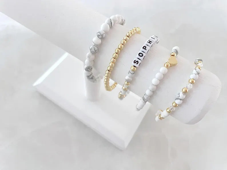 White Howlite Beaded Bracelet