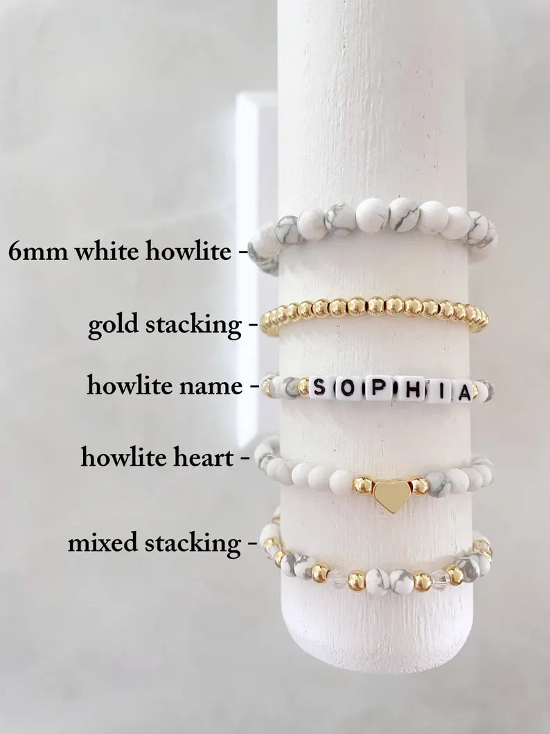 White Howlite Beaded Bracelet