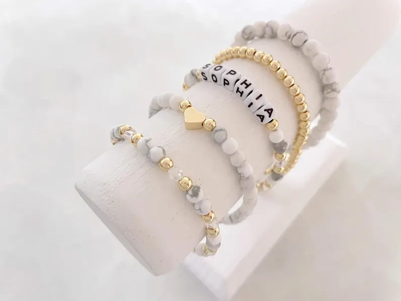 White Howlite Beaded Bracelet