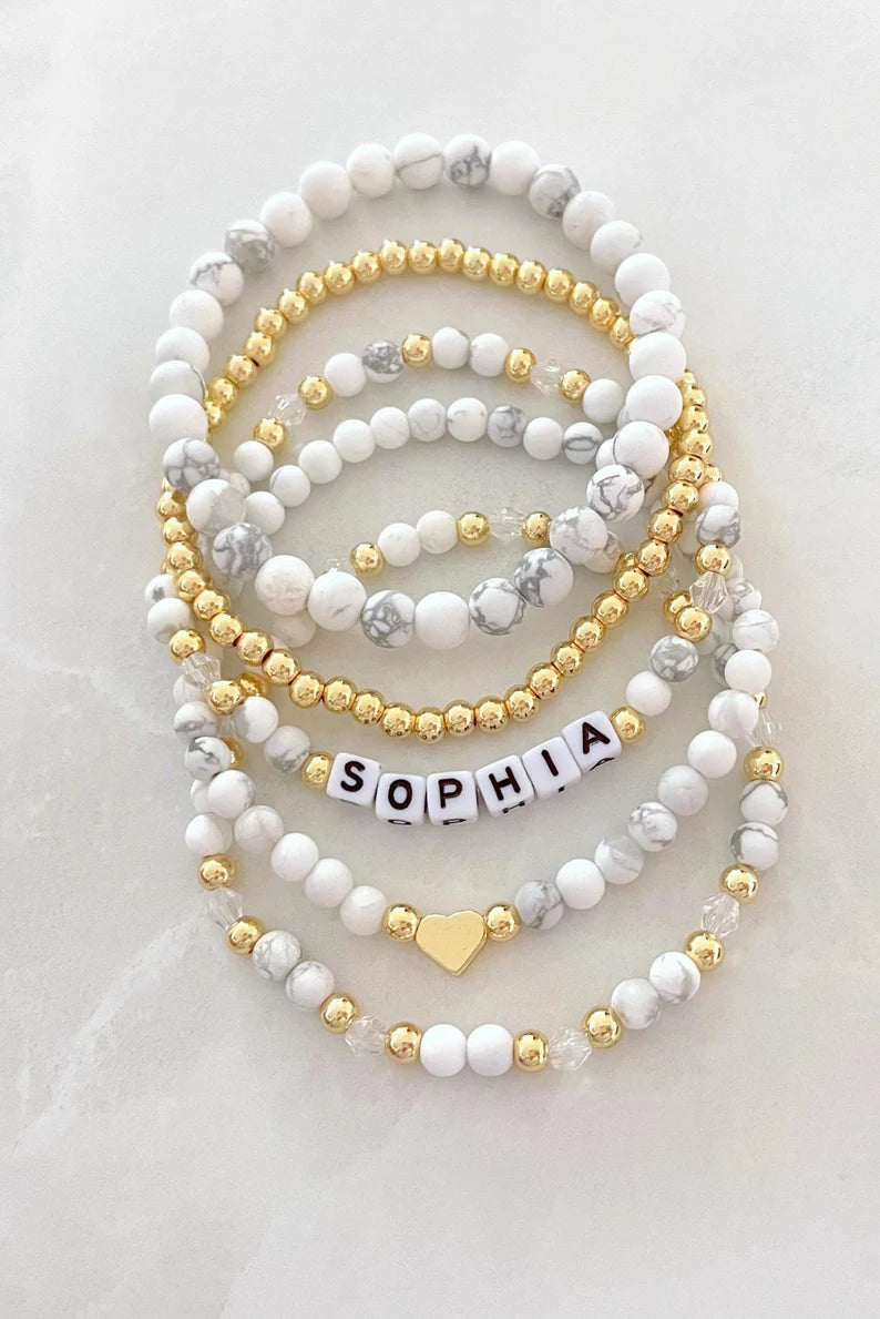 White Howlite Beaded Bracelet