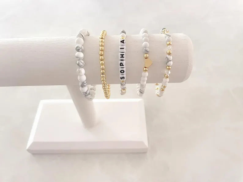 White Howlite Beaded Bracelet