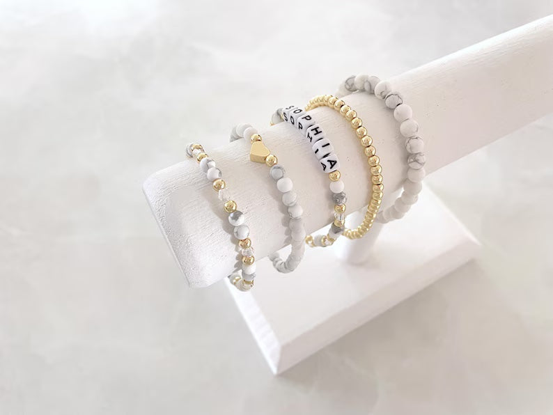 White Howlite Beaded Bracelet