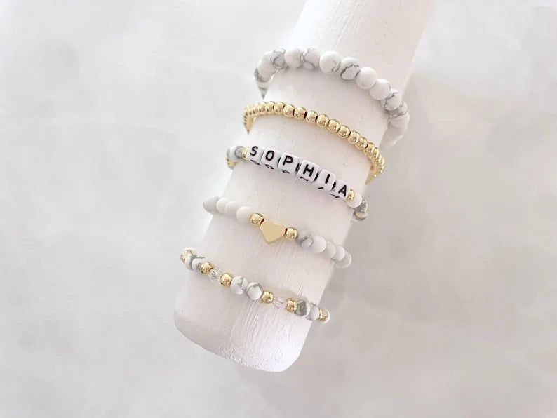 White Howlite Beaded Bracelet
