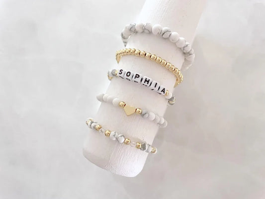 White Howlite Beaded Bracelet