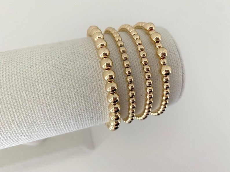 Chunky 14k Gold Plated Stacking Bracelets