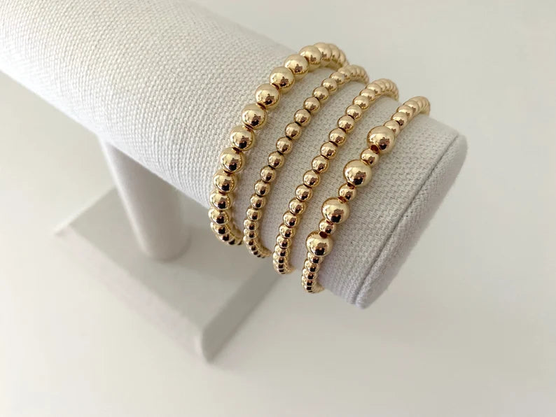 Chunky 14k Gold Plated Stacking Bracelets