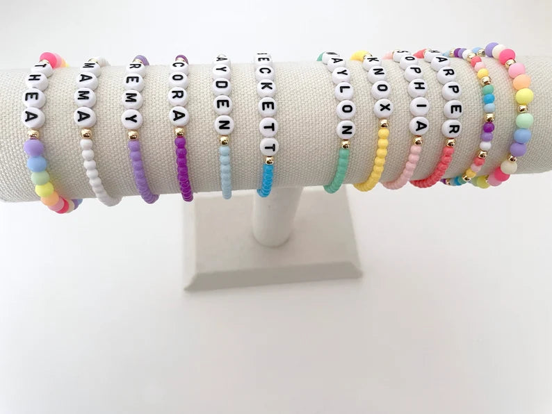 Rainbow Beaded Name Bracelet