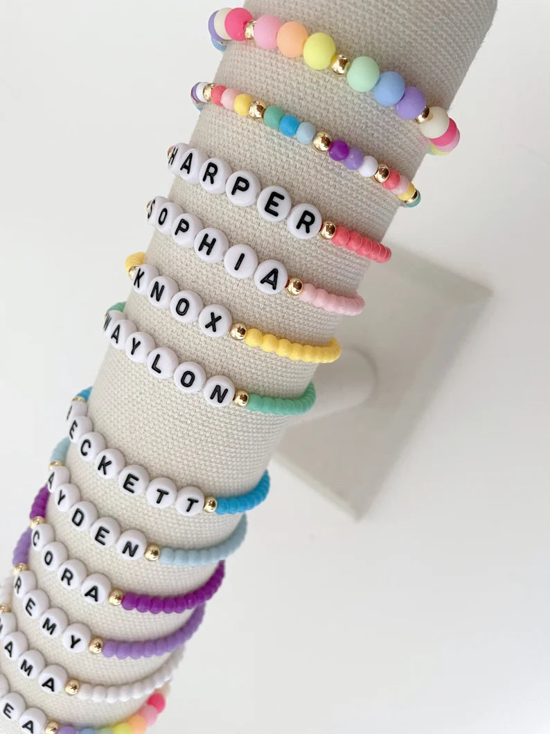 Rainbow Beaded Name Bracelet