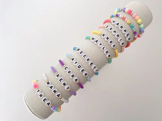 Rainbow Beaded Name Bracelet