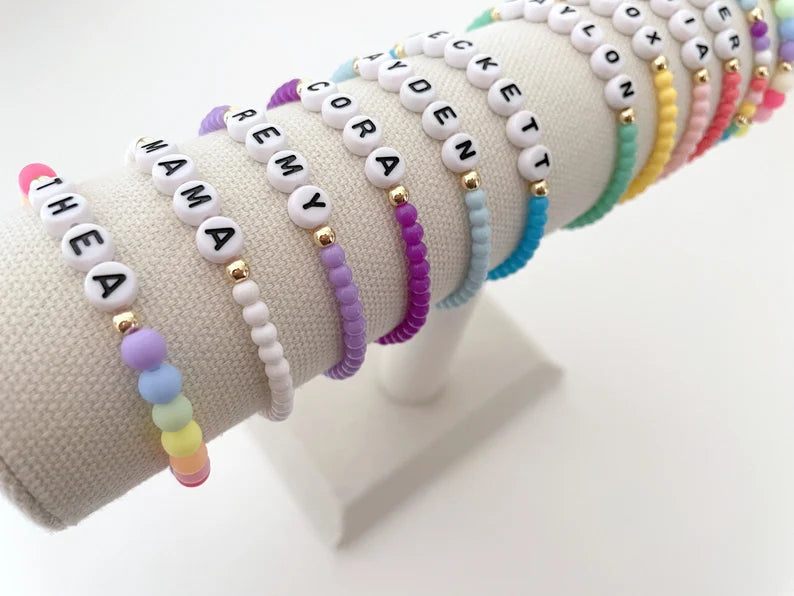 Rainbow Beaded Name Bracelet