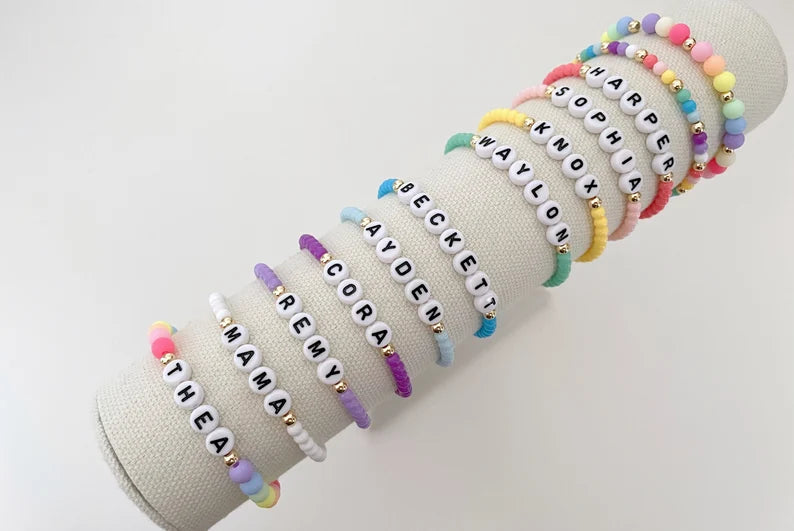 Rainbow Beaded Name Bracelet
