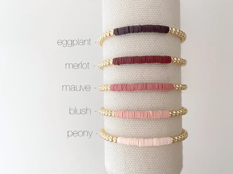 14k Gold Heishi Color Block Bracelet