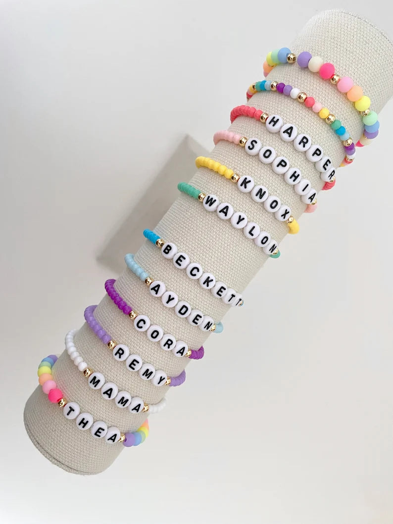 Rainbow Beaded Name Bracelet