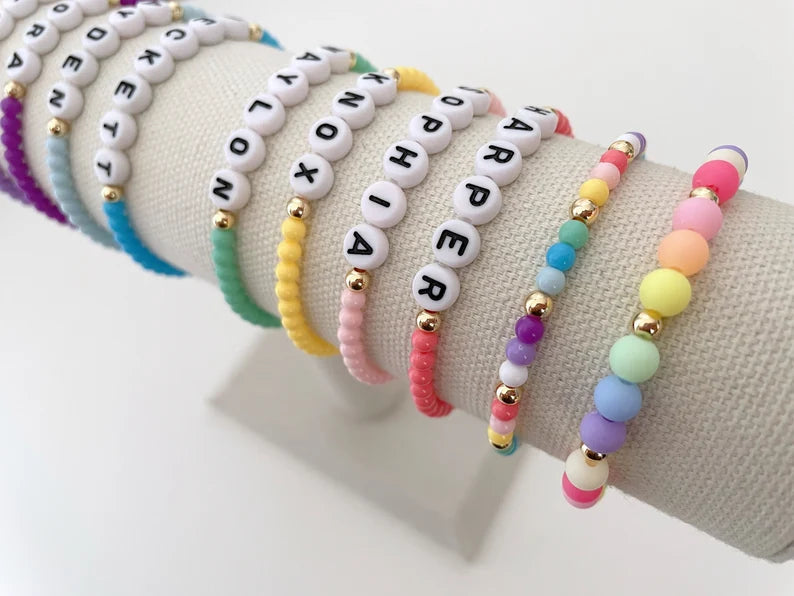 Rainbow Beaded Name Bracelet