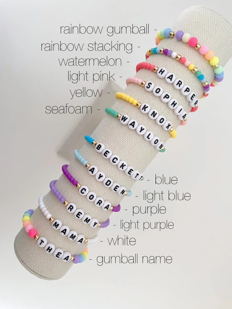 Rainbow Beaded Name Bracelet