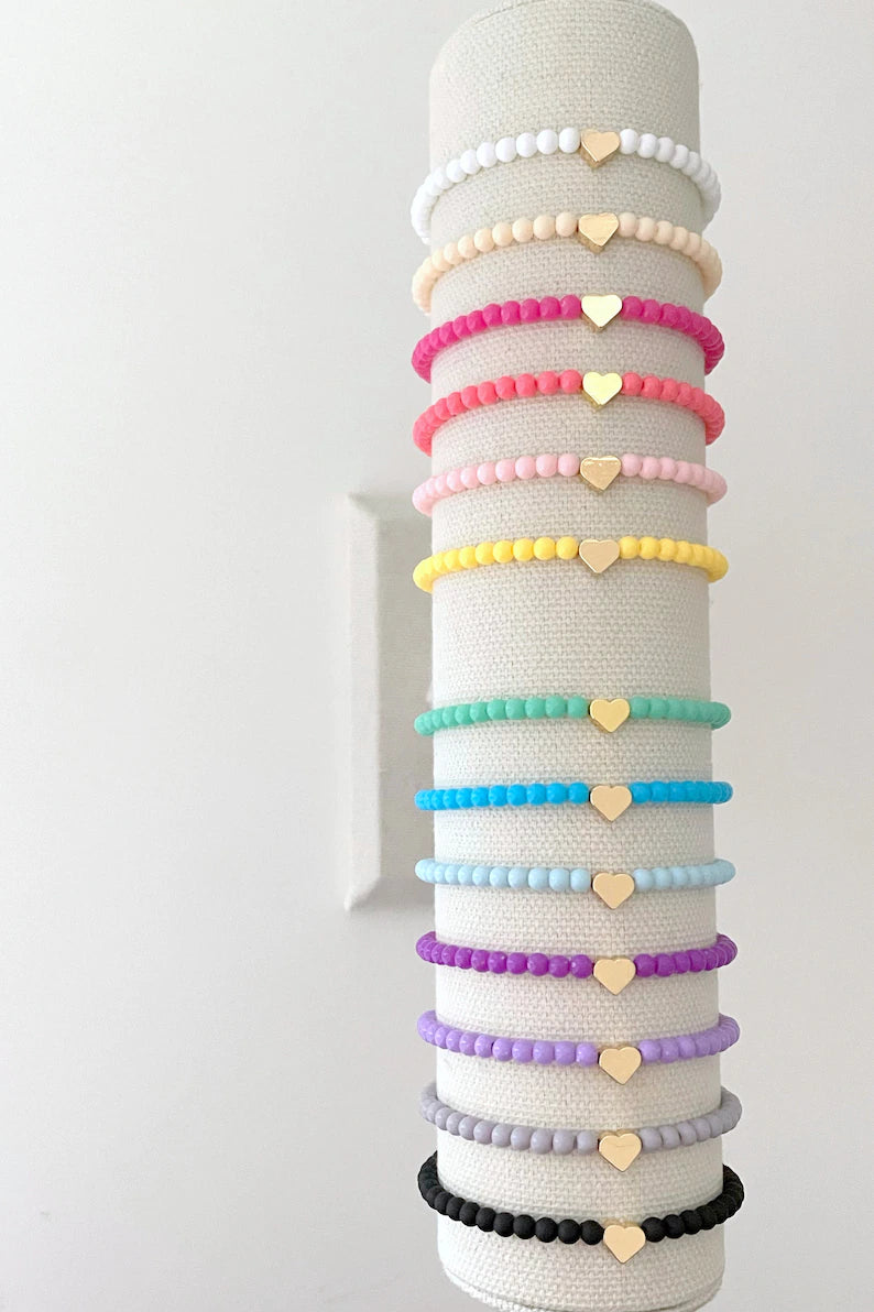 Gold Heart Charm Stacking Bracelet