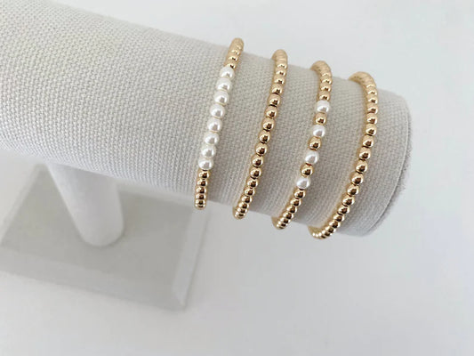 14k Gold Pearl Stacking Bracelet