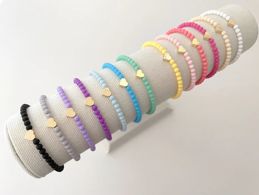 Gold Heart Charm Stacking Bracelet