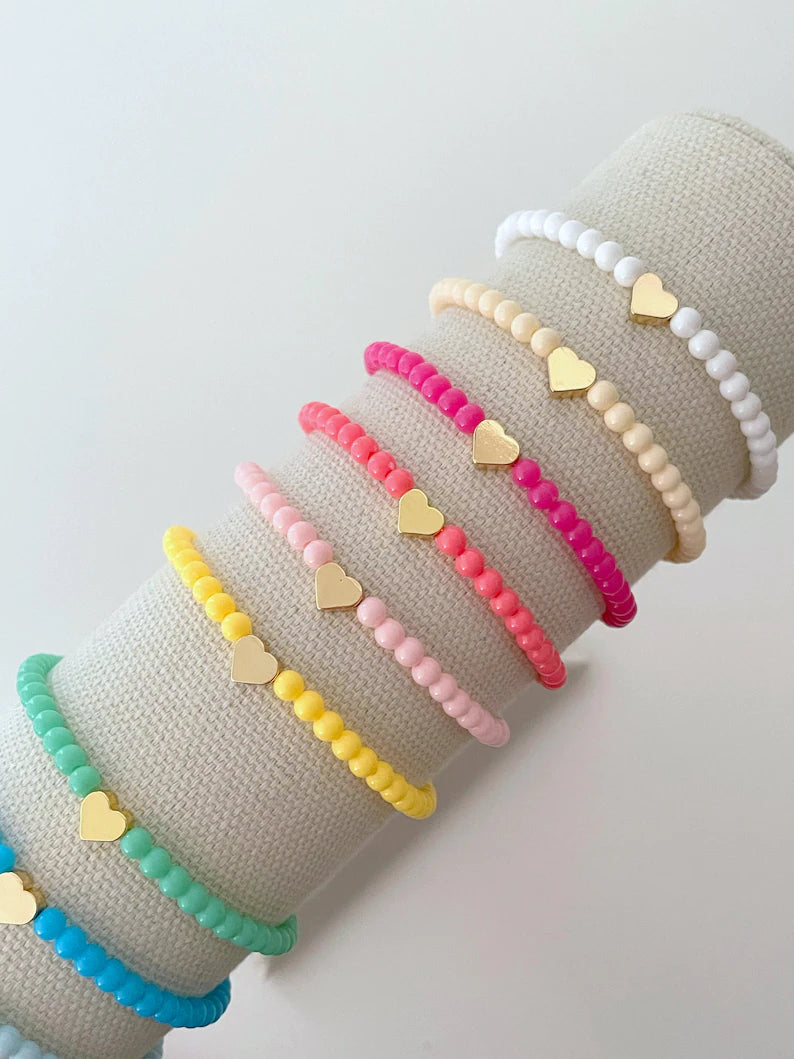 Gold Heart Charm Stacking Bracelet