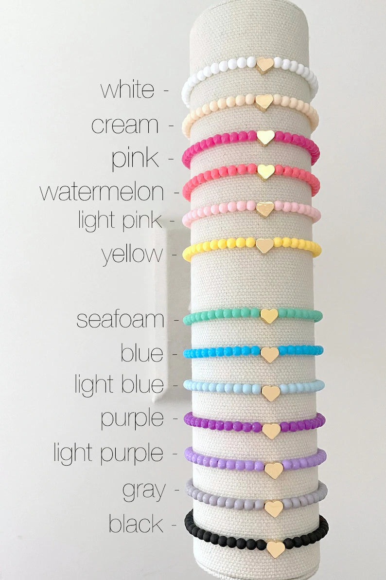 Gold Heart Charm Stacking Bracelet